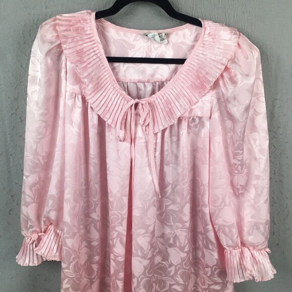 Vintage Christian Dior Robe Womens M Pink Maxi Embossed Romantic Victorian - Picture 4 of 16